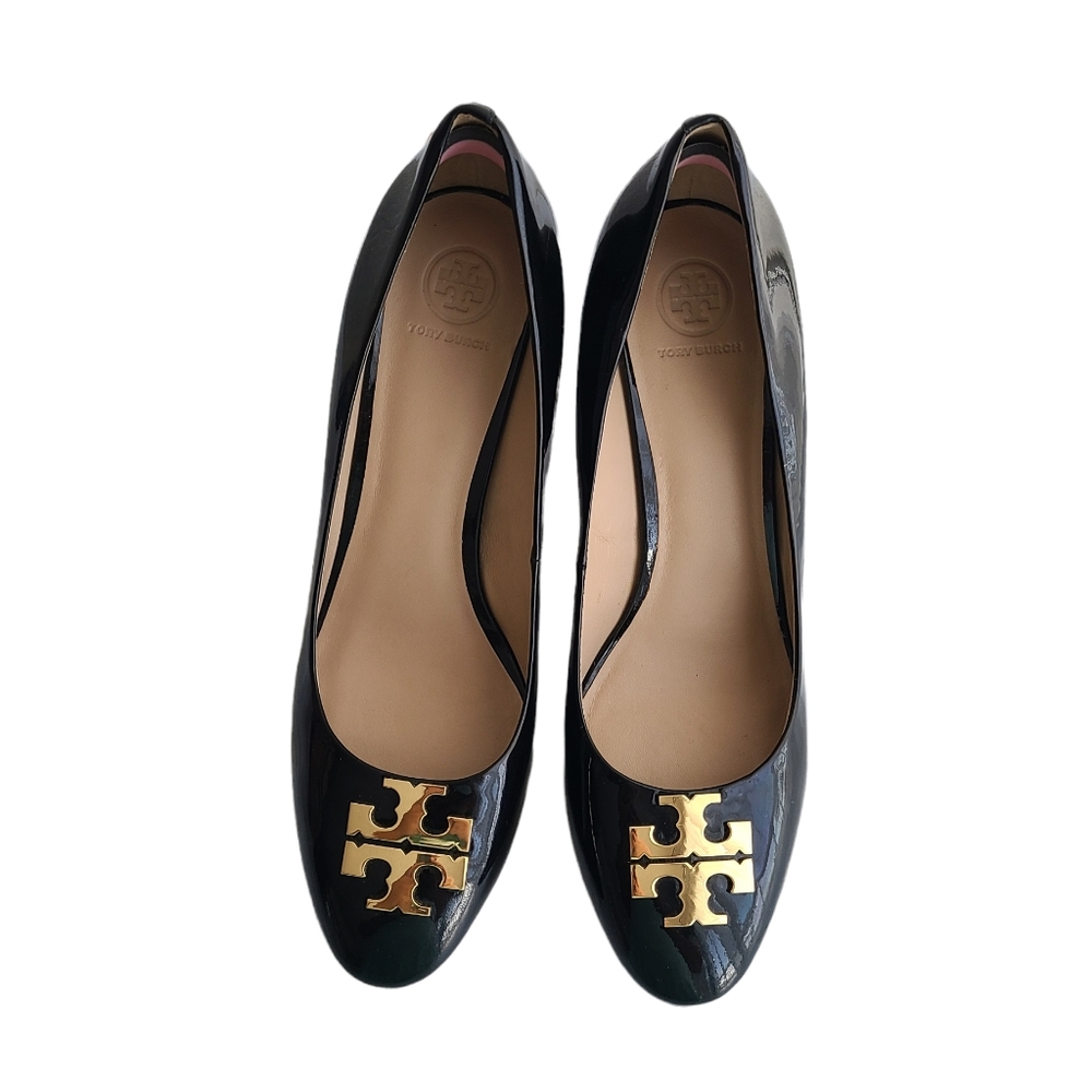 TORY BURCH Raleigh Patent Logo Pump, Black